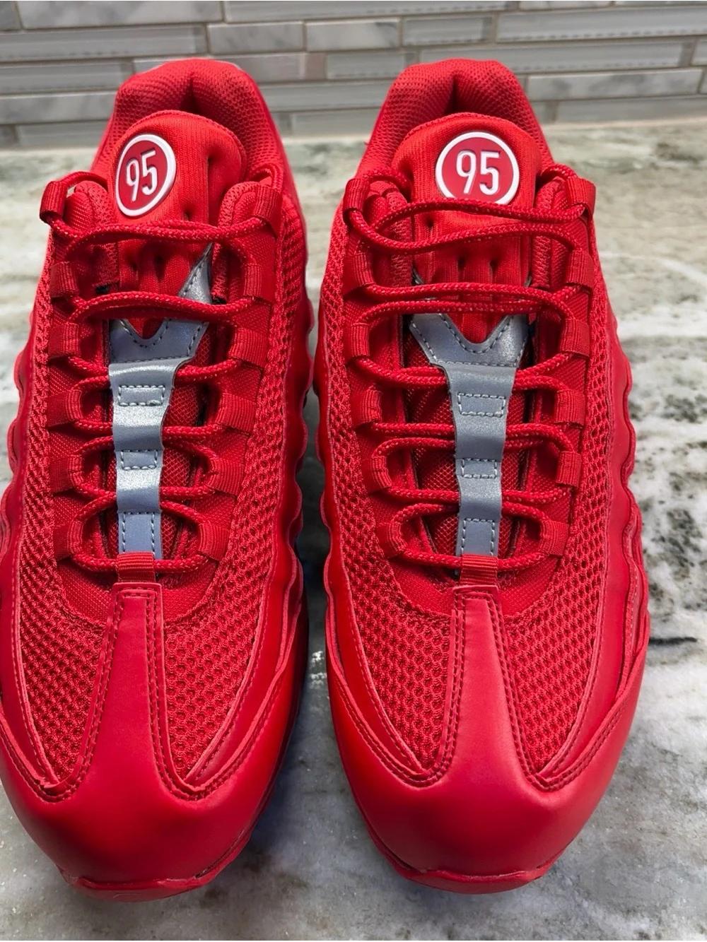 Nike Mens Bright Red Air Max 95  Style Sneakers